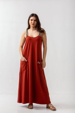 Φόρεμα maxi τσέπες φακαρόλα