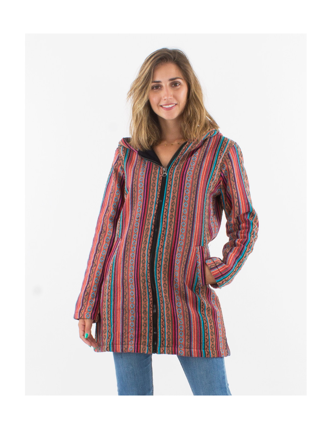 Μπουφάν μακρύ υφαντό "Inca spirit jacket" No1 - Image 2