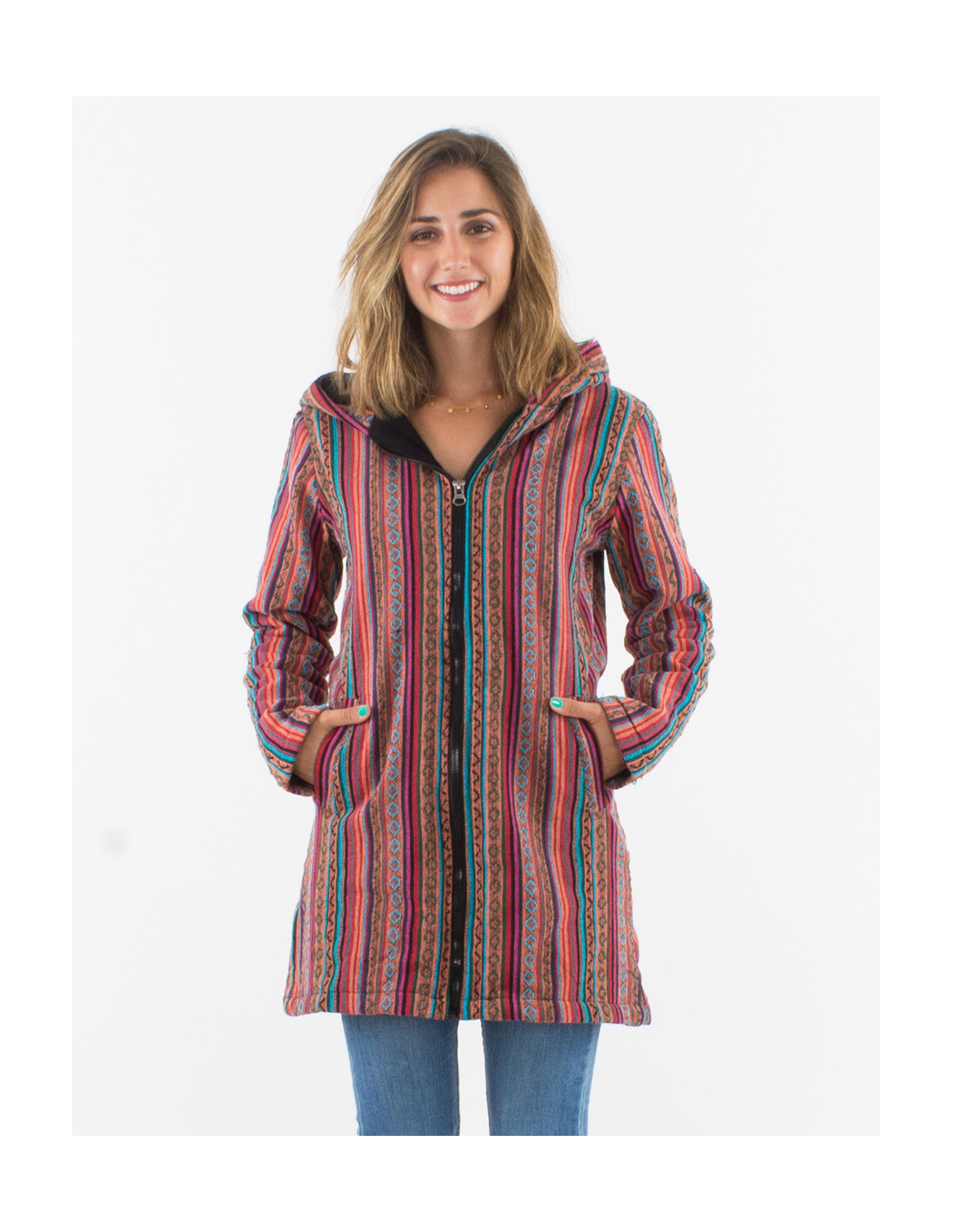 Μπουφάν μακρύ υφαντό "Inca spirit jacket" No1 - Image 4