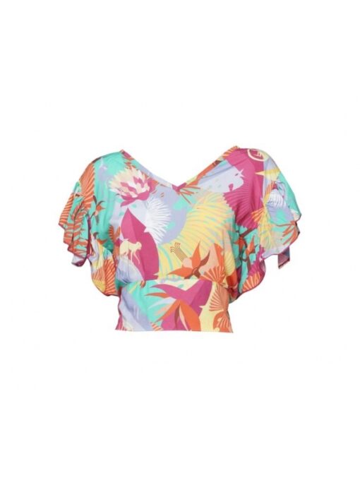 Boho μπλούζα "TROPICAL PAPAYA" - Image 3